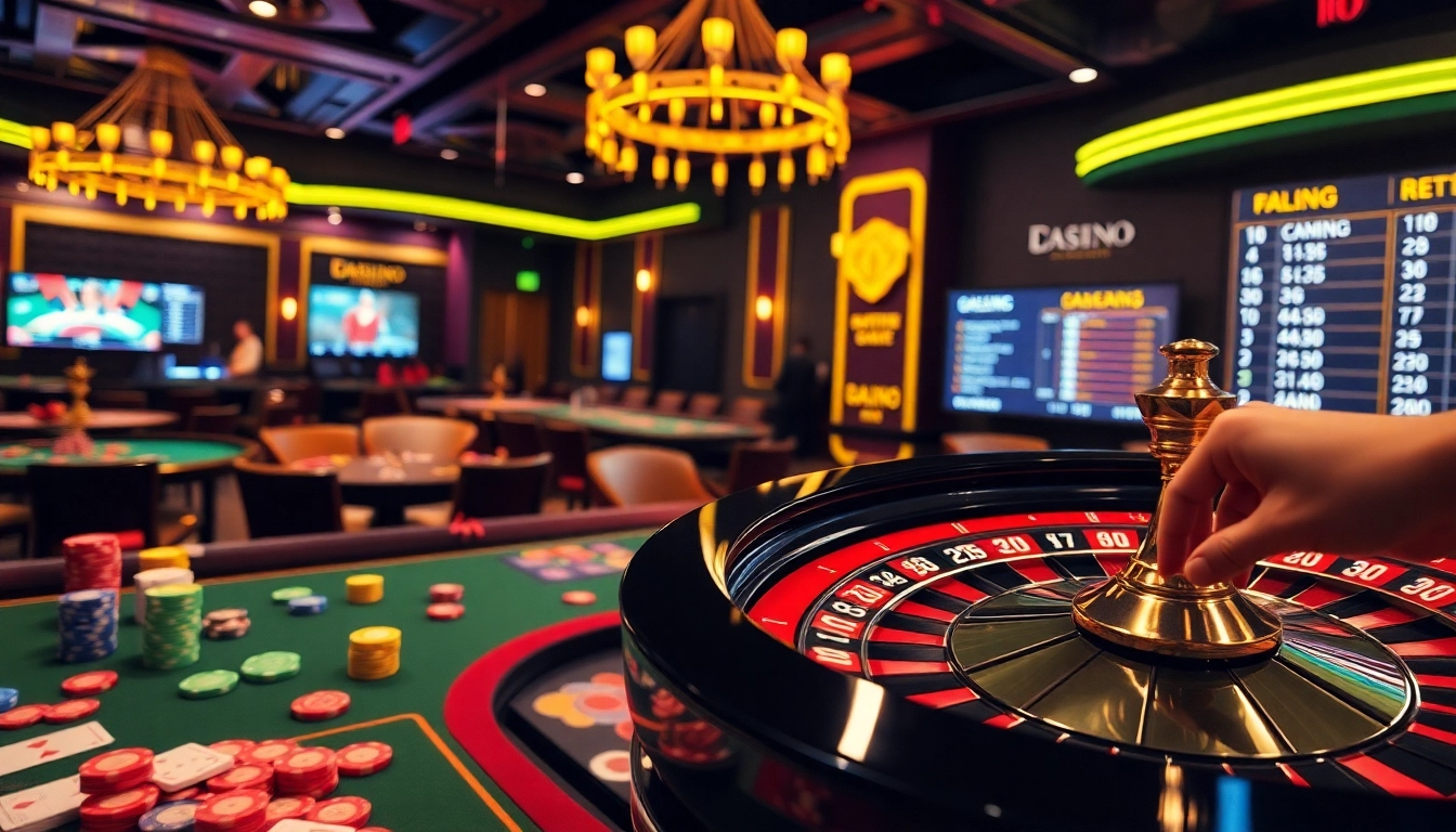 Experience thrilling bets at https://daga67.biz/ with vibrant casino tables and spinning roulette wheels.